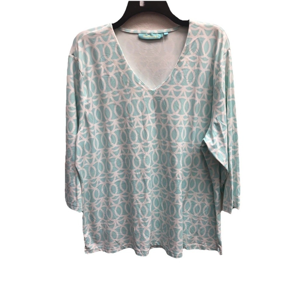 Anthony's Resort Wear 1X Top UPF50 Rash Guard  Blue White Print